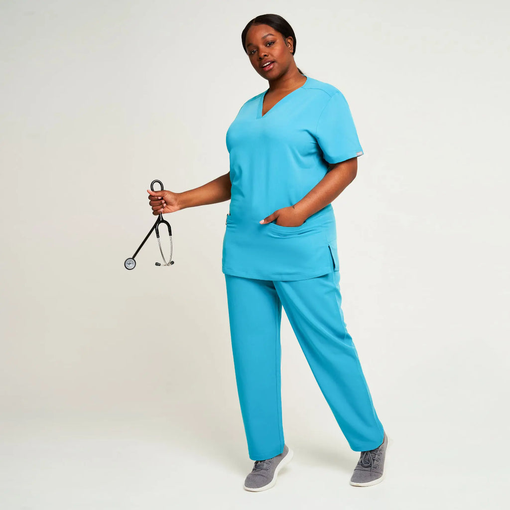 Simki Scrubs Ari Two Pocket Scrub Top Teal | scrub-supply.com