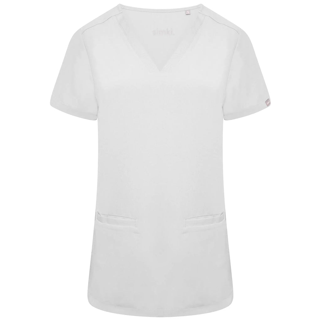 Simki Scrubs Ari Two Pocket Scrub Top White | scrub-supply.com