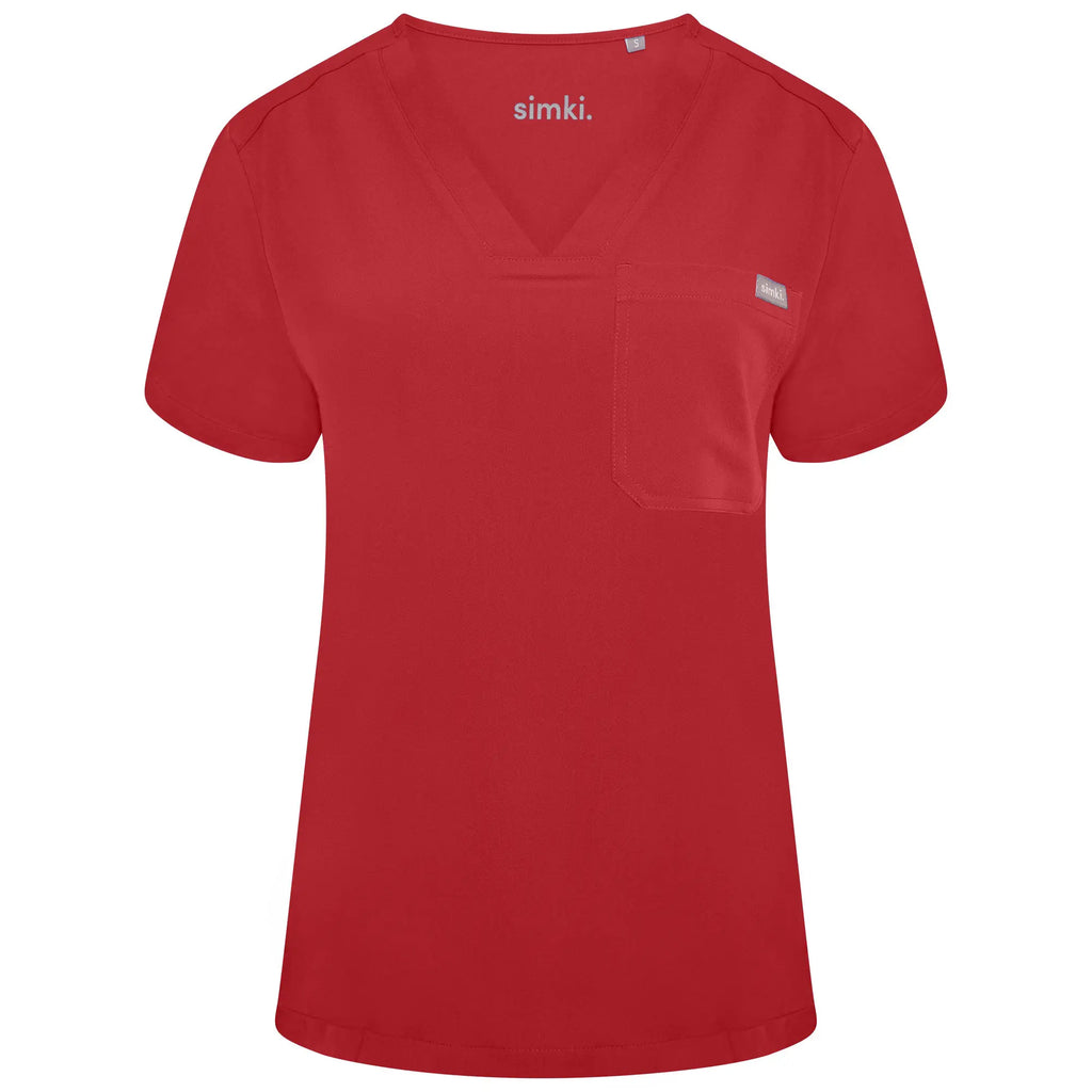 Simki Scrubs Nova One Pocket Scrub Top Burgundy | scrub-supply.com