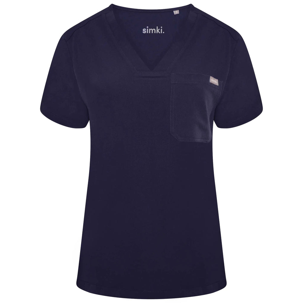 Simki Scrubs Nova One Pocket Scrub Top Navy | scrub-supply.com