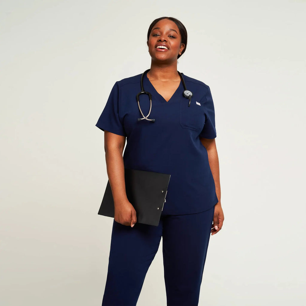 Simki Scrubs Nova One Pocket Scrub Top Navy | scrub-supply.com