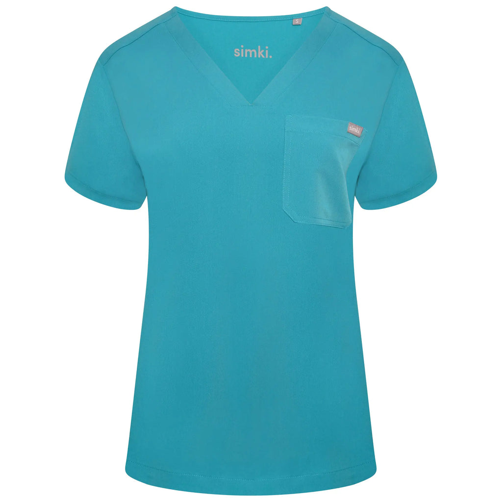 Simki Scrubs Nova One Pocket Scrub Top Teal | scrub-supply.com