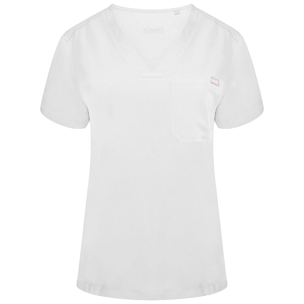 Simki Scrubs Nova One Pocket Scrub Top White | scrub-supply.com