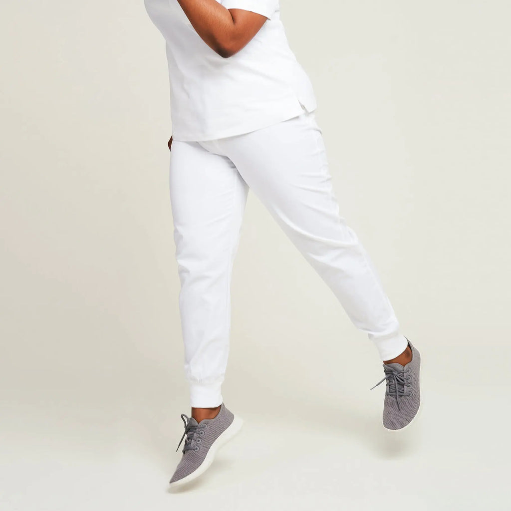 Simki Scrubs Neo Jogger Scrub Trouser White | scrub-supply.com