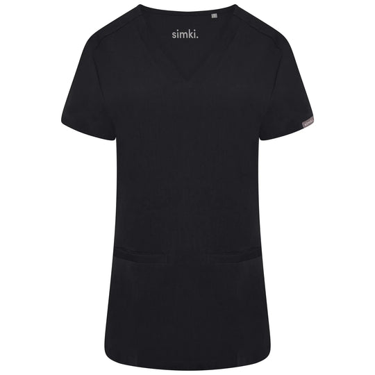 Simki Scrubs Women's Ari Two Pocket Scrub Top Black | scrub-supply.com