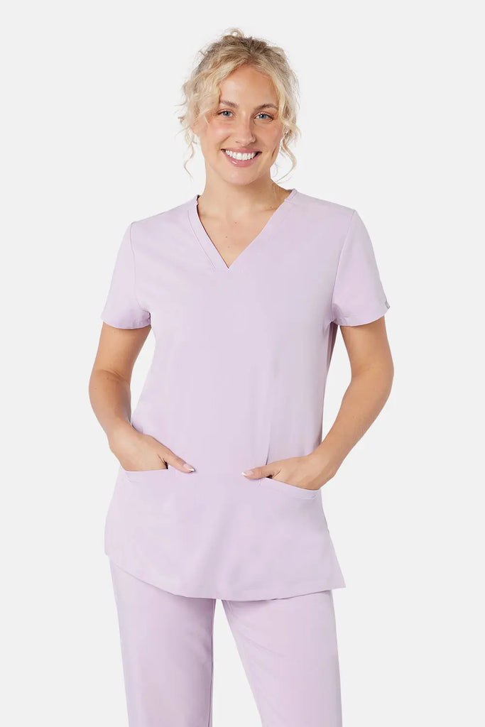 Simki Scrubs Women's Ari Two Pocket Scrub Top Blushing Pink | scrub-supply.com