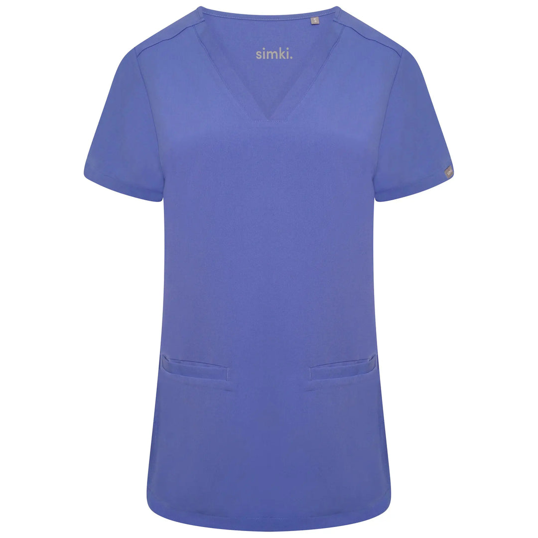 Simki Scrubs Women's Ari Two Pocket Scrub Top Ceil Blue | scrub-supply.com