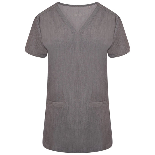 Simki Scrubs Women's Ari Two Pocket Scrub Top Charcoal | scrub-supply.com