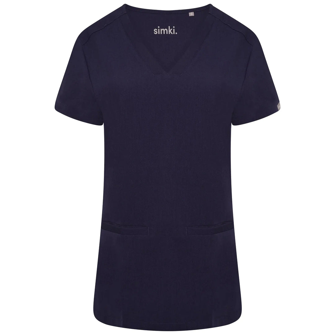 Simki Scrubs Women's Ari Two Pocket Scrub Top Navy | scrub-supply.com