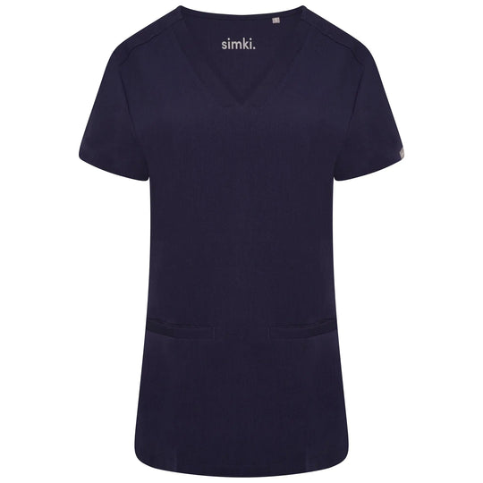 Simki Scrubs Women's Ari Two Pocket Scrub Top Navy | scrub-supply.com