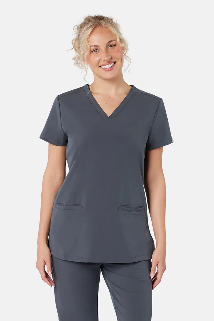 Simki Scrubs Women's Ari Two Pocket Scrub Top Pewter | scrub-supply.com