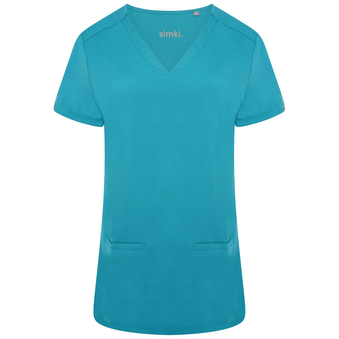 Simki Scrubs Women's Ari Two Pocket Scrub Top Teal | scrub-supply.com