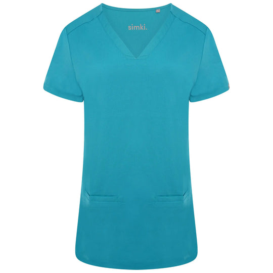 Simki Scrubs Women's Ari Two Pocket Scrub Top Teal | scrub-supply.com