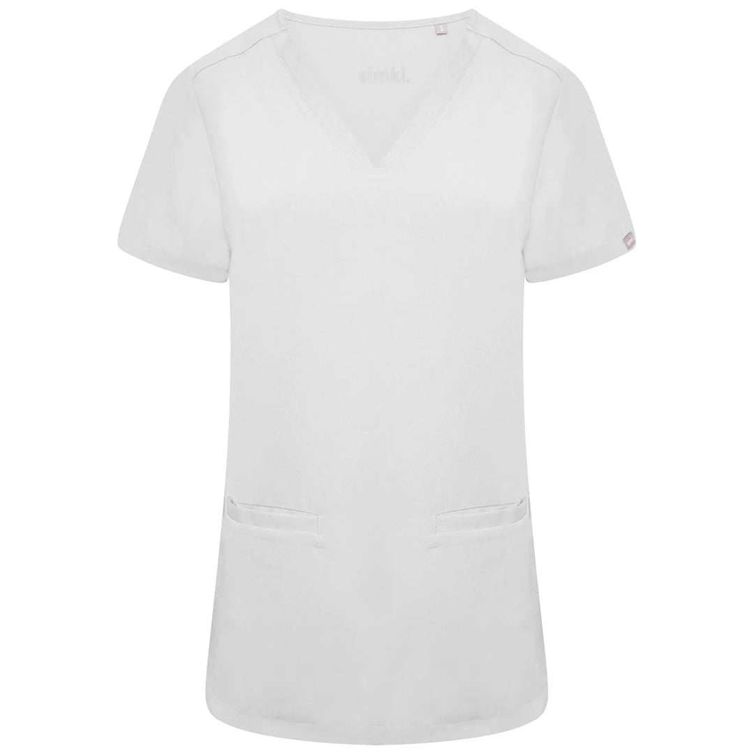 Simki Scrubs Women's Ari Two Pocket Scrub Top White | scrub-supply.com