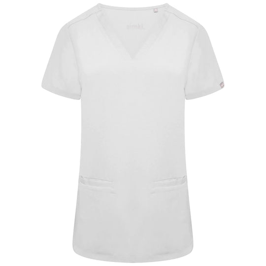 Simki Scrubs Women's Ari Two Pocket Scrub Top White | scrub-supply.com