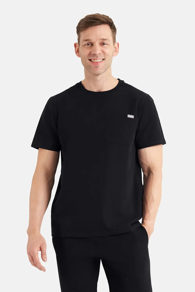 Simki Scrubs Men's Miles Scrub Top Black | scrub-supply.com