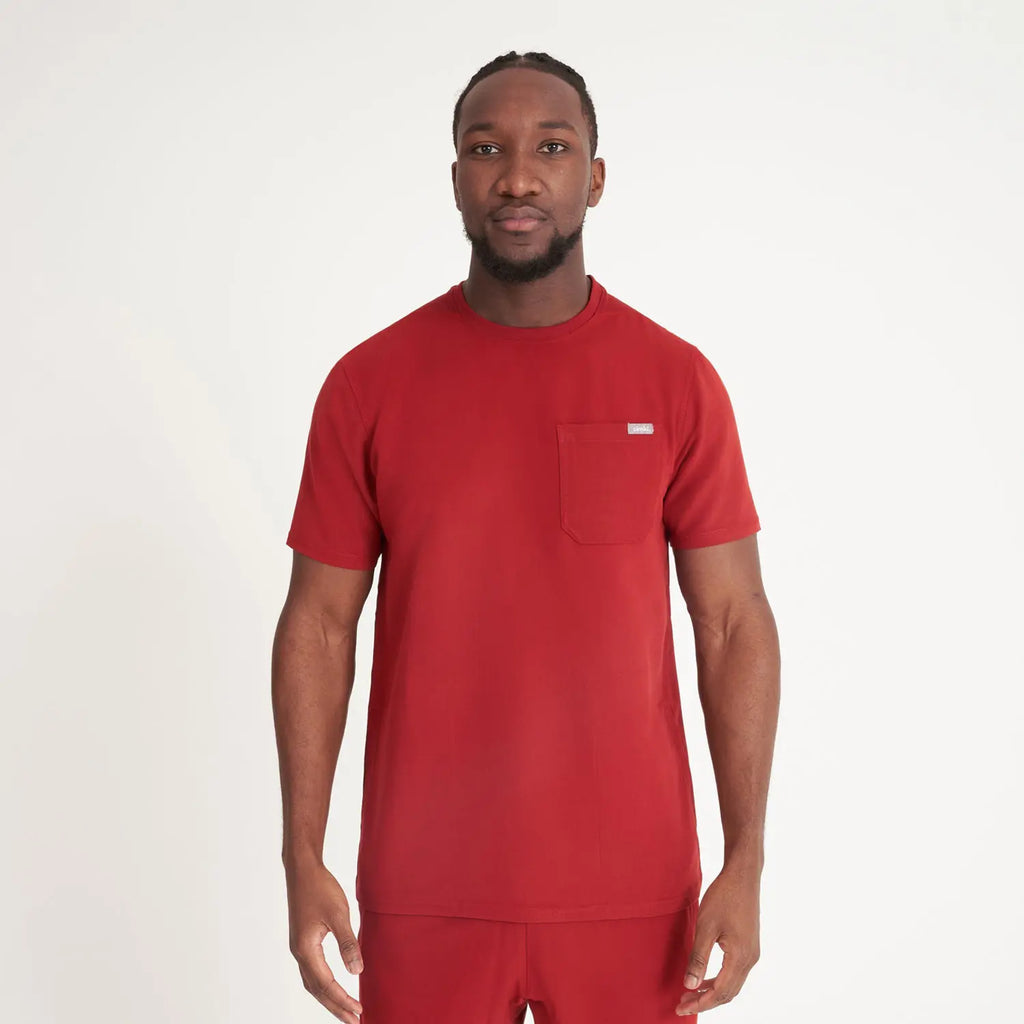 Simki Scrubs Men's Miles Scrub Top Burgundy | scrub-supply.com