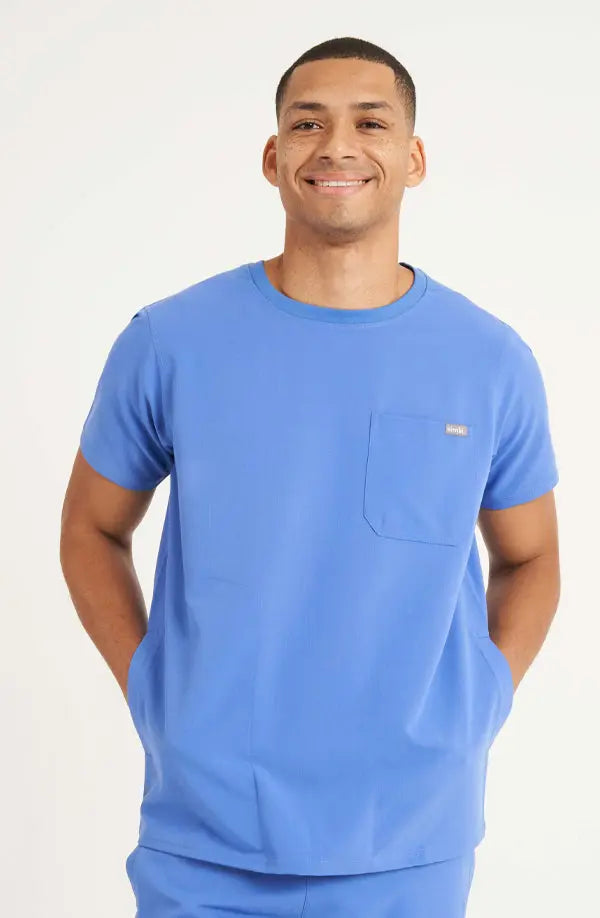 Simki Scrubs Men's Miles Scrub Top Ceil Blue | scrub-supply.com