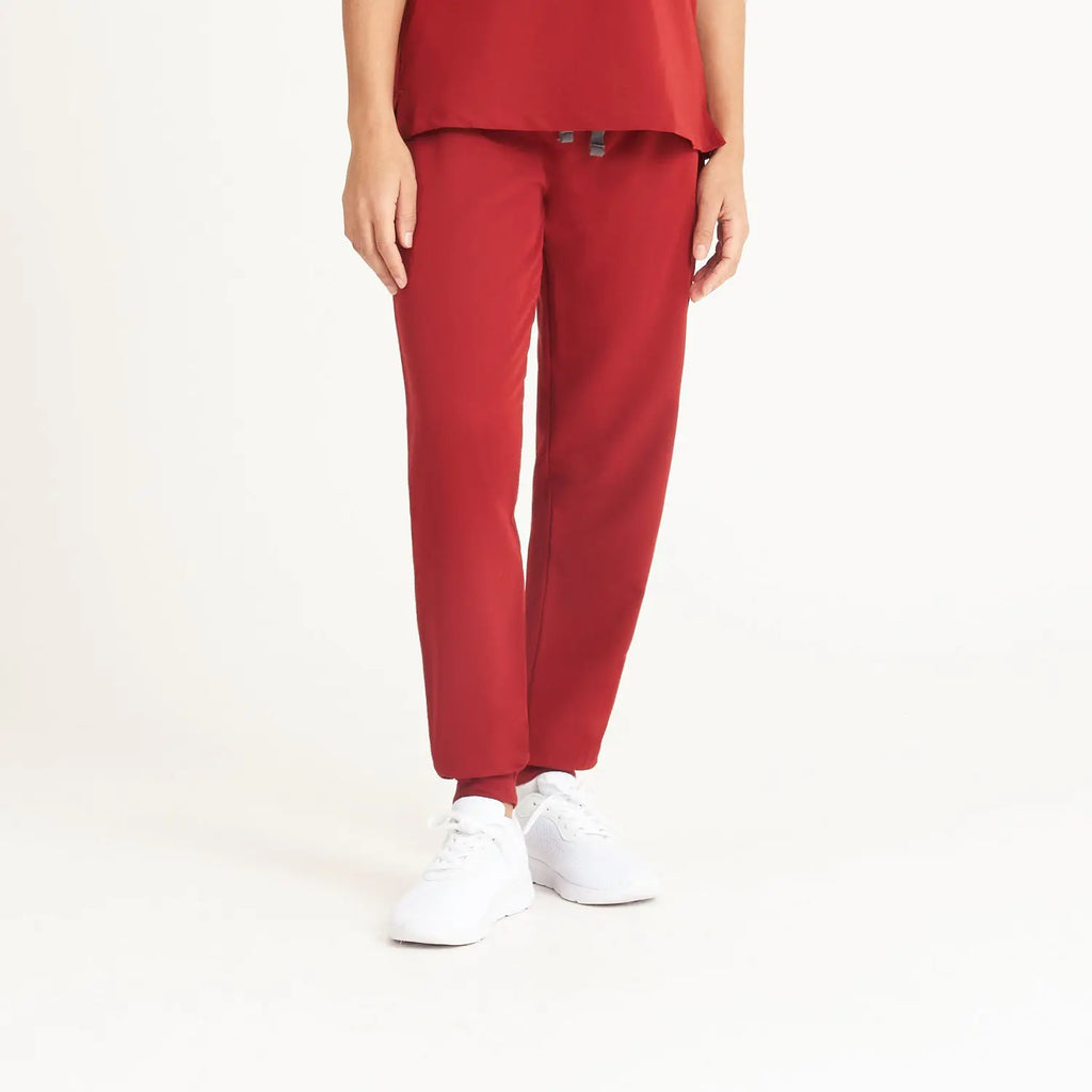 Simki Scrubs Women's Neo Jogger Scrub Trouser Burgundy | scrub-supply.com