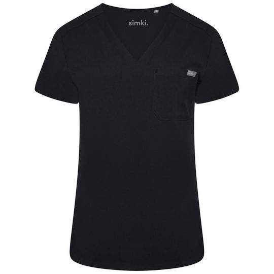 Simki Scrubs Women's Nova One Pocket Scrub Top Black | scrub-supply.com
