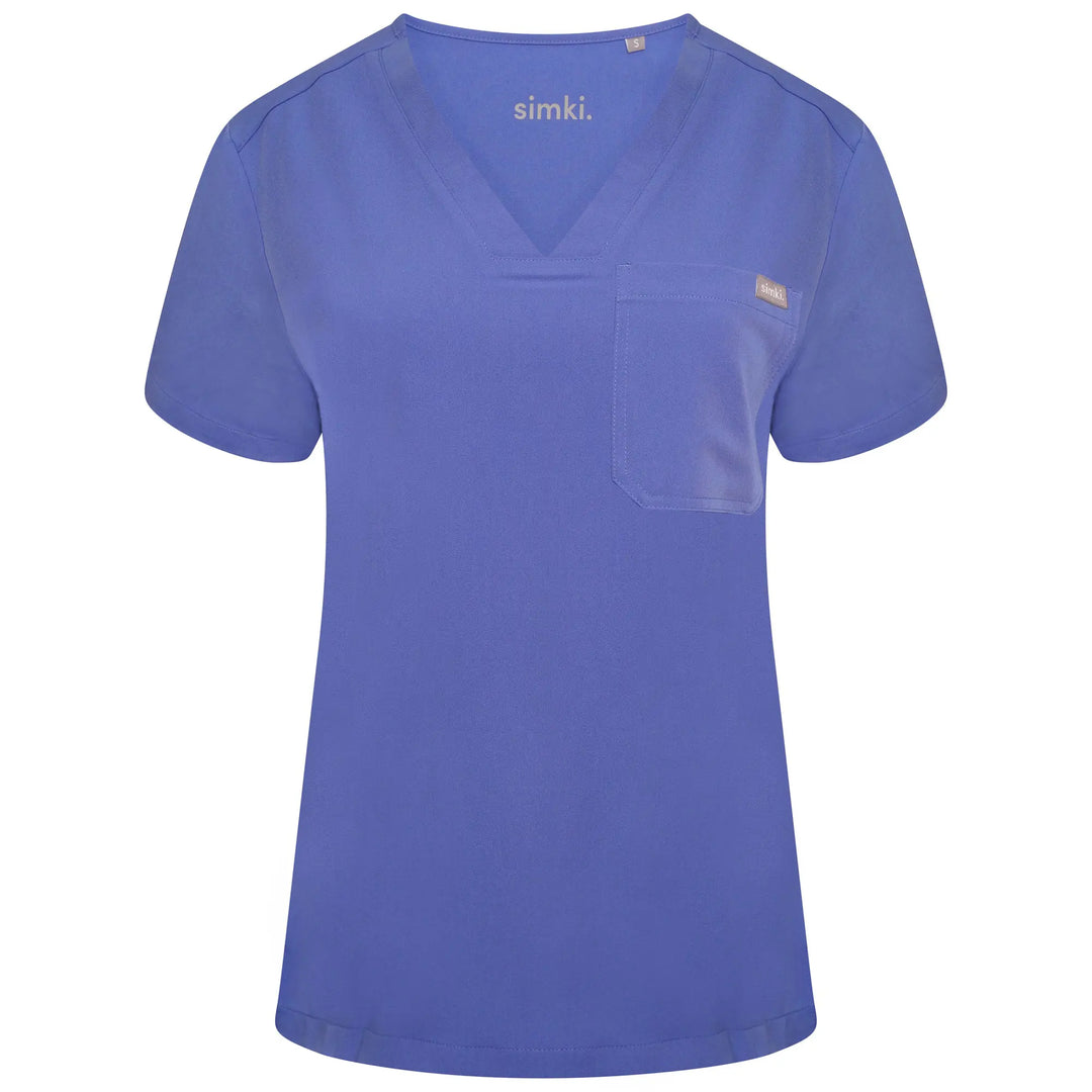 Simki Scrubs Women's Nova One Pocket Scrub Top Ceil Blue | scrub-supply.com