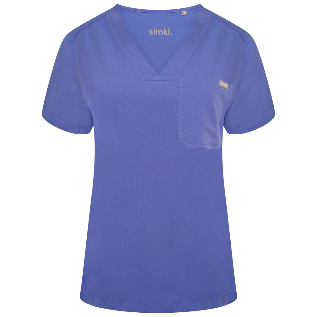 Simki Scrubs Women's Nova One Pocket Scrub Top Ceil Blue | scrub-supply.com