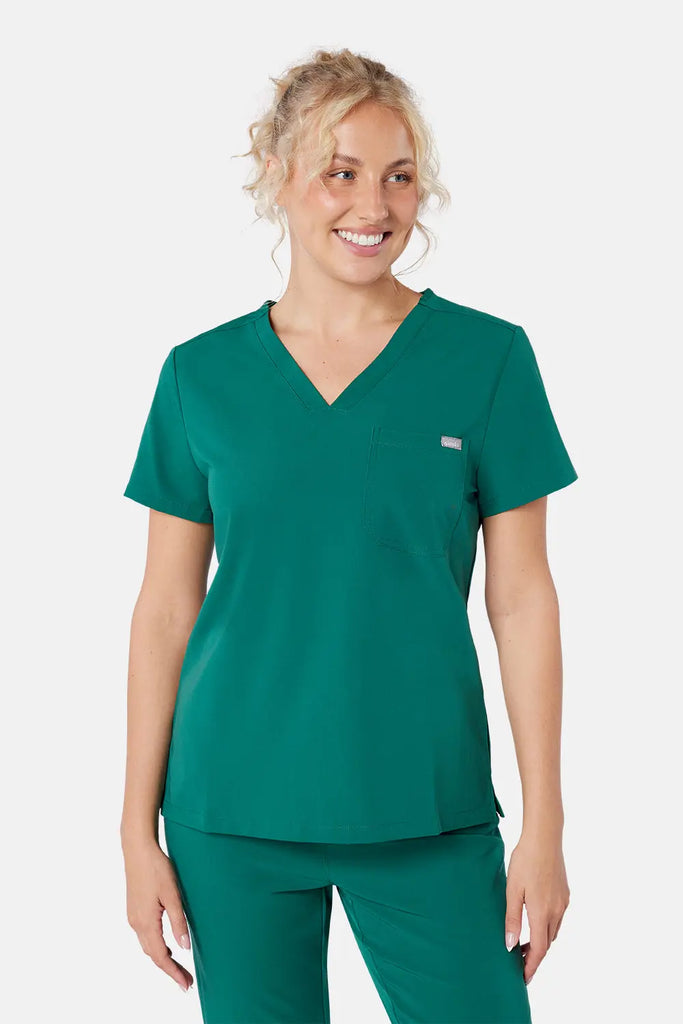 Simki Scrubs Women's Nova One Pocket Scrub Top Hunter Green | scrub-supply.com