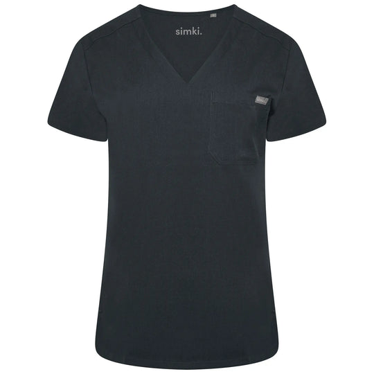 Simki Scrubs Women's Nova One Pocket Scrub Top Soft Black | scrub-supply.com