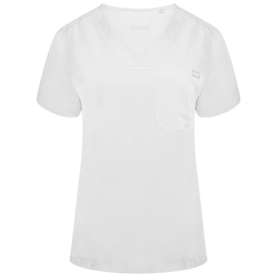 Simki Scrubs Women's Nova One Pocket Scrub Top White | scrub-supply.com