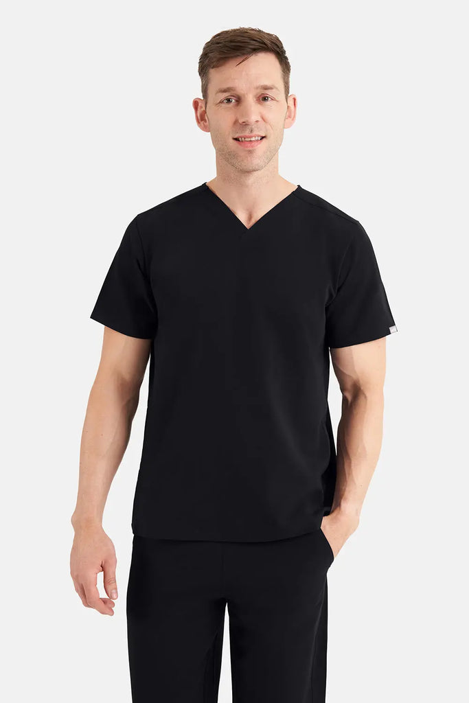 Simki Scrubs Men's Oscar Scrub Top Black | scrub-supply.com