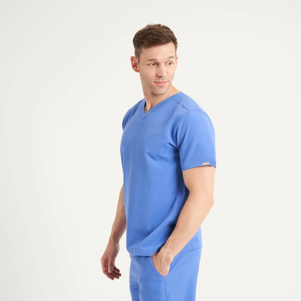 Simki Scrubs Men's Oscar Scrub Top Ceil Blue | scrub-supply.com