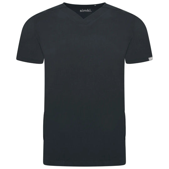 Simki Scrubs Men's Oscar Scrub Top Soft Black | scrub-supply.com