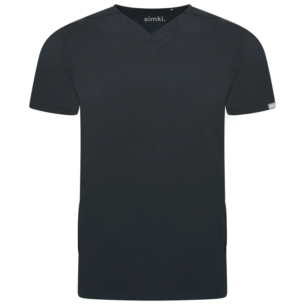 Simki Scrubs Men's Oscar Scrub Top Soft Black | scrub-supply.com