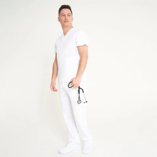 Simki Scrubs Men's Otto Scrub Trouser White | scrub-supply.com