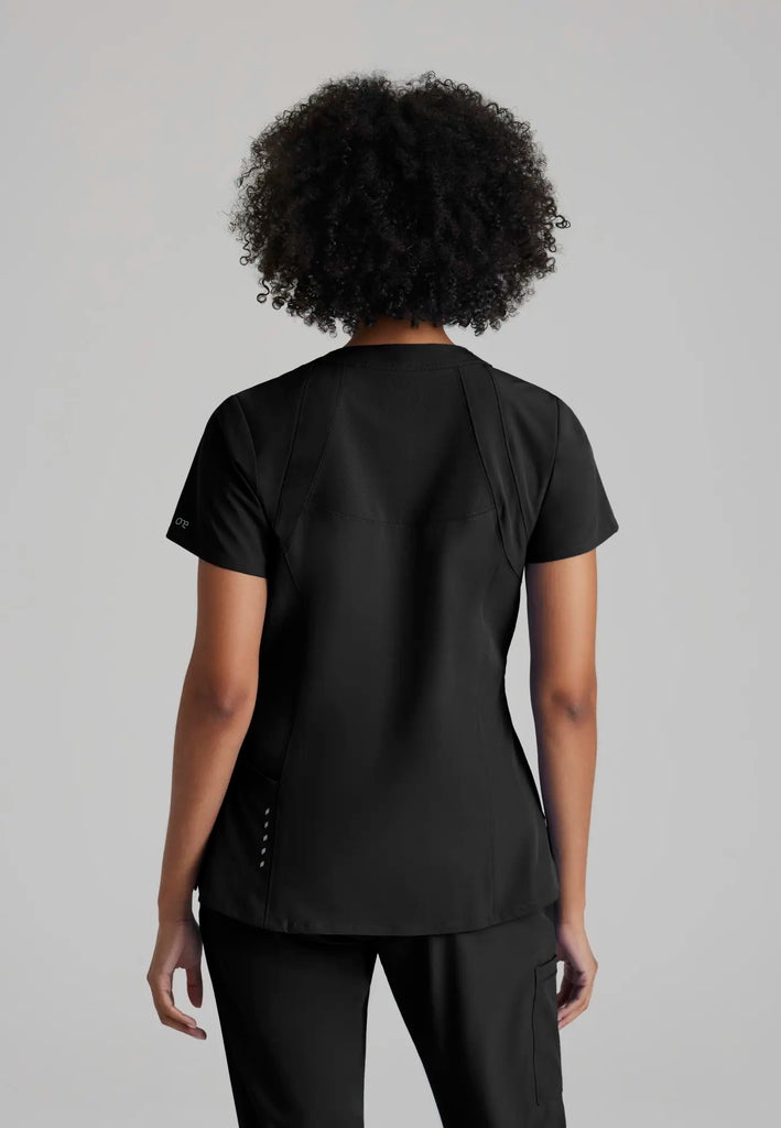 Barco Scrubs Women's Racer Top Black | scrub-supply.com