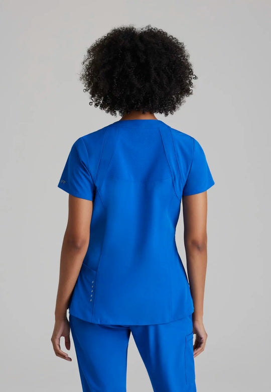 Barco Scrubs Women's Racer Top New Royal | scrub-supply.com