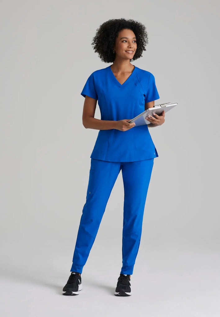 Barco Scrubs Women's Racer Top New Royal | scrub-supply.com