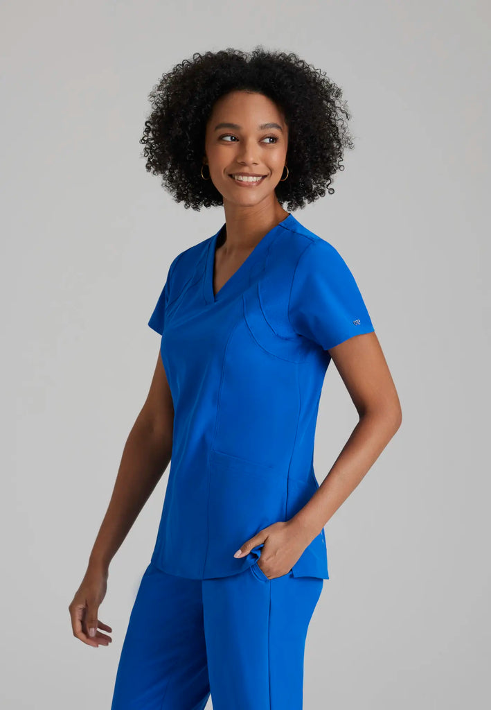 Barco Scrubs Women's Racer Top New Royal | scrub-supply.com