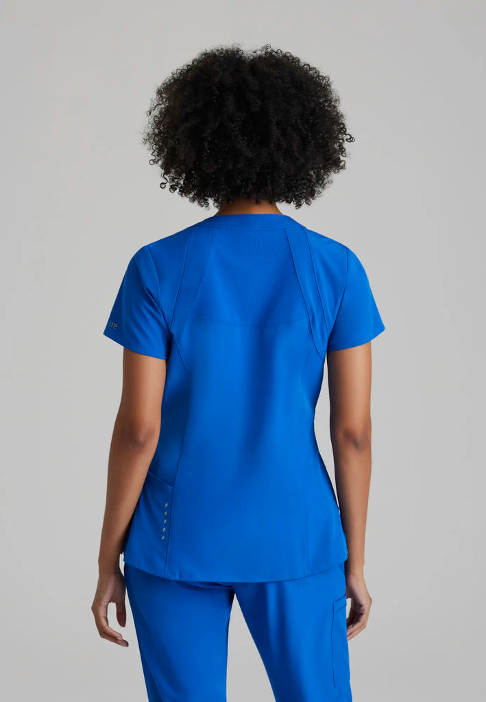 Barco Scrubs Women's Racer Top New Royal | scrub-supply.com