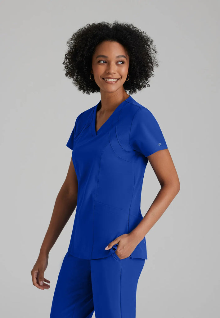 Barco Scrubs Women's Racer Top Cobalt | scrub-supply.com