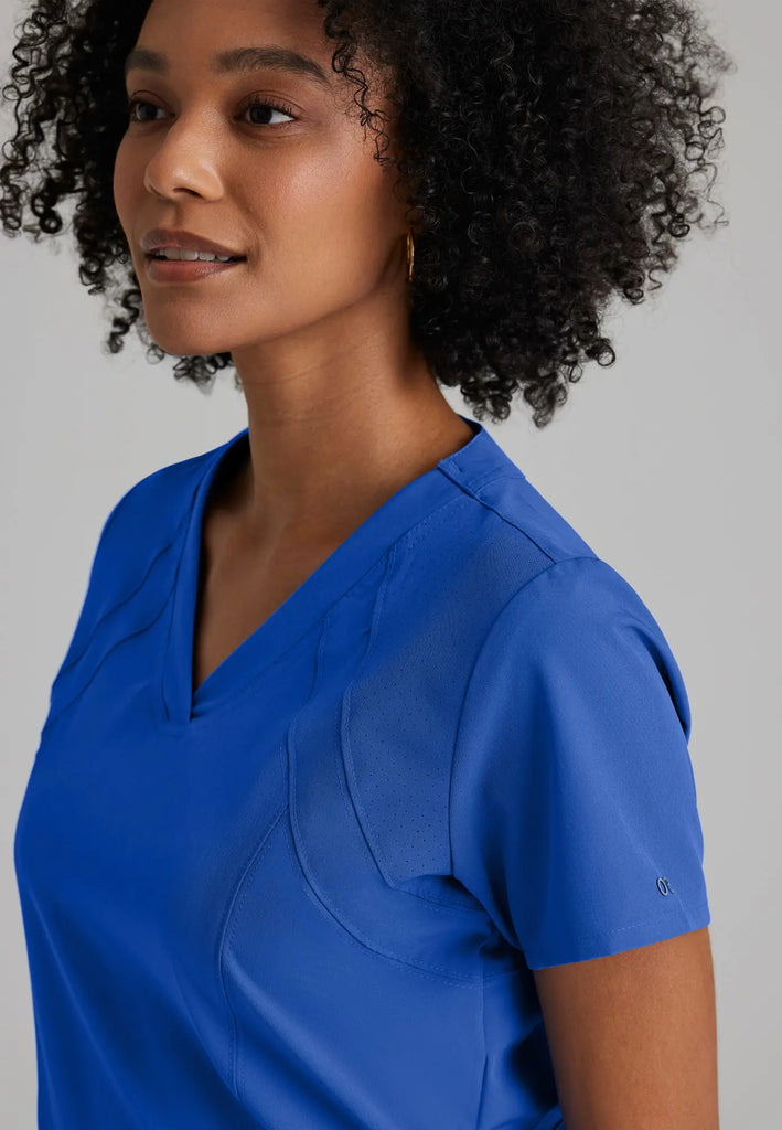 Barco Scrubs Women's Racer Top Cobalt | scrub-supply.com