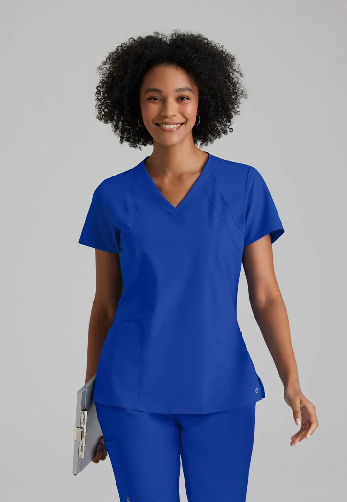 Barco Scrubs Women's Racer Top Cobalt | scrub-supply.com