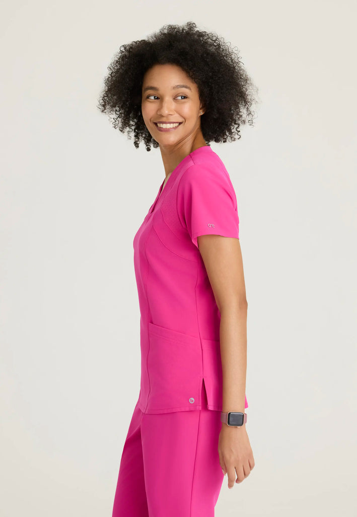 Barco Scrubs Women's Racer Top Prestige Pink | scrub-supply.com