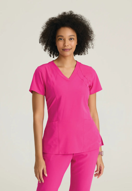 Barco Scrubs Women's Racer Top Prestige Pink | scrub-supply.com