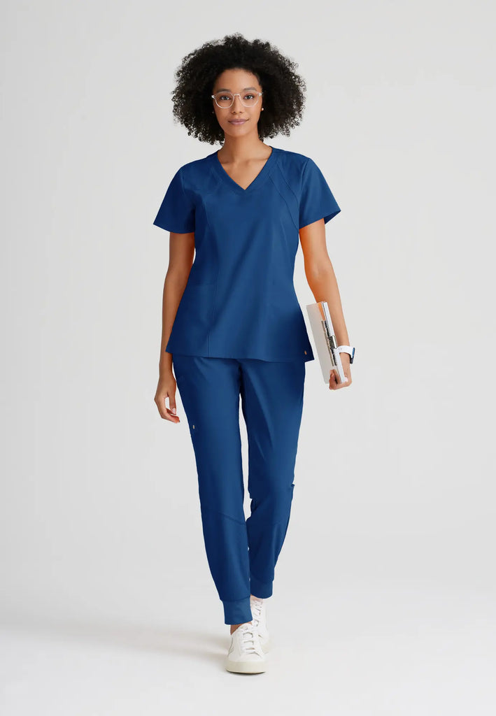 Barco Scrubs Women's Racer Top Indigo | scrub-supply.com