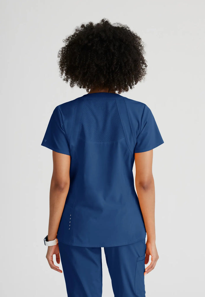 Barco Scrubs Women's Racer Top Indigo | scrub-supply.com