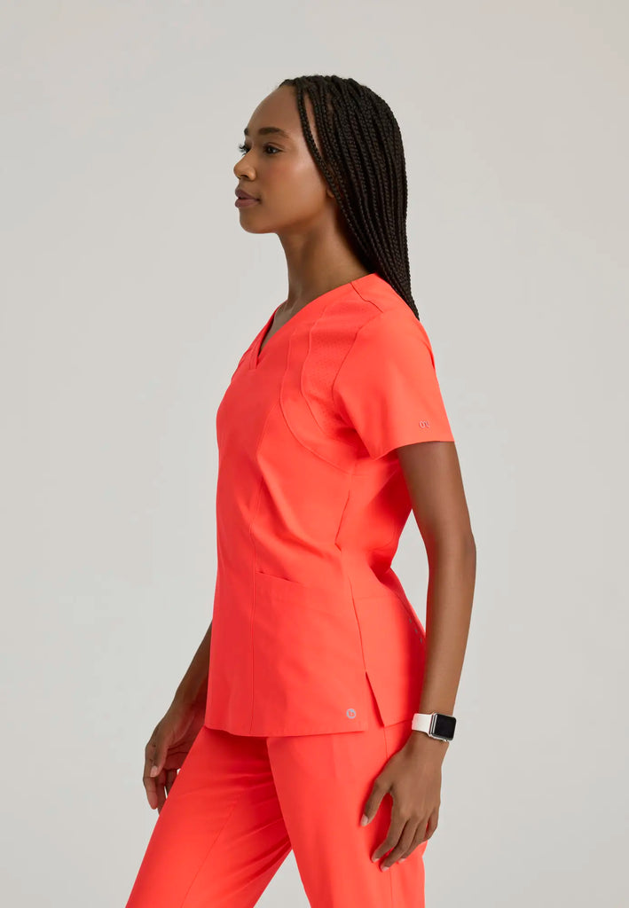 Barco Scrubs Women's Racer Top Neon Flame | scrub-supply.com