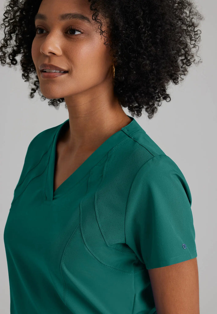 Barco Scrubs Women's Racer Top Hunter Green | scrub-supply.com