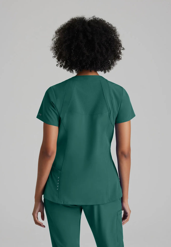 Barco Scrubs Women's Racer Top Hunter Green | scrub-supply.com