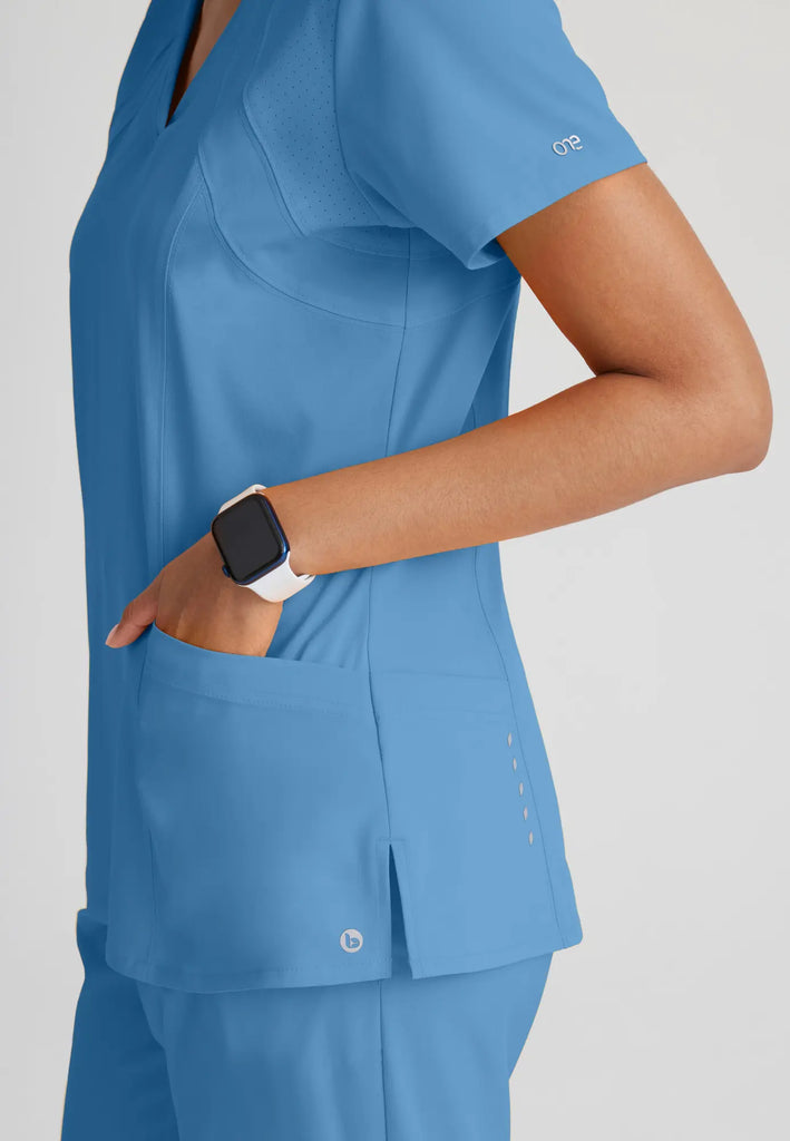 Barco Scrubs Women's Racer Top Ceil Blue | scrub-supply.com